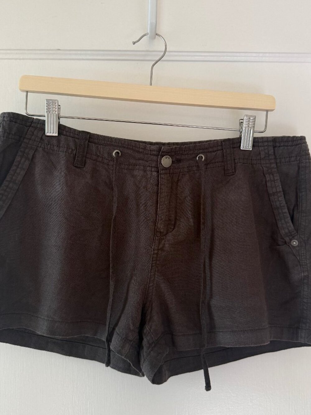 Gap Womens Linen Blend Shorts 8 charcoal gray/washed black